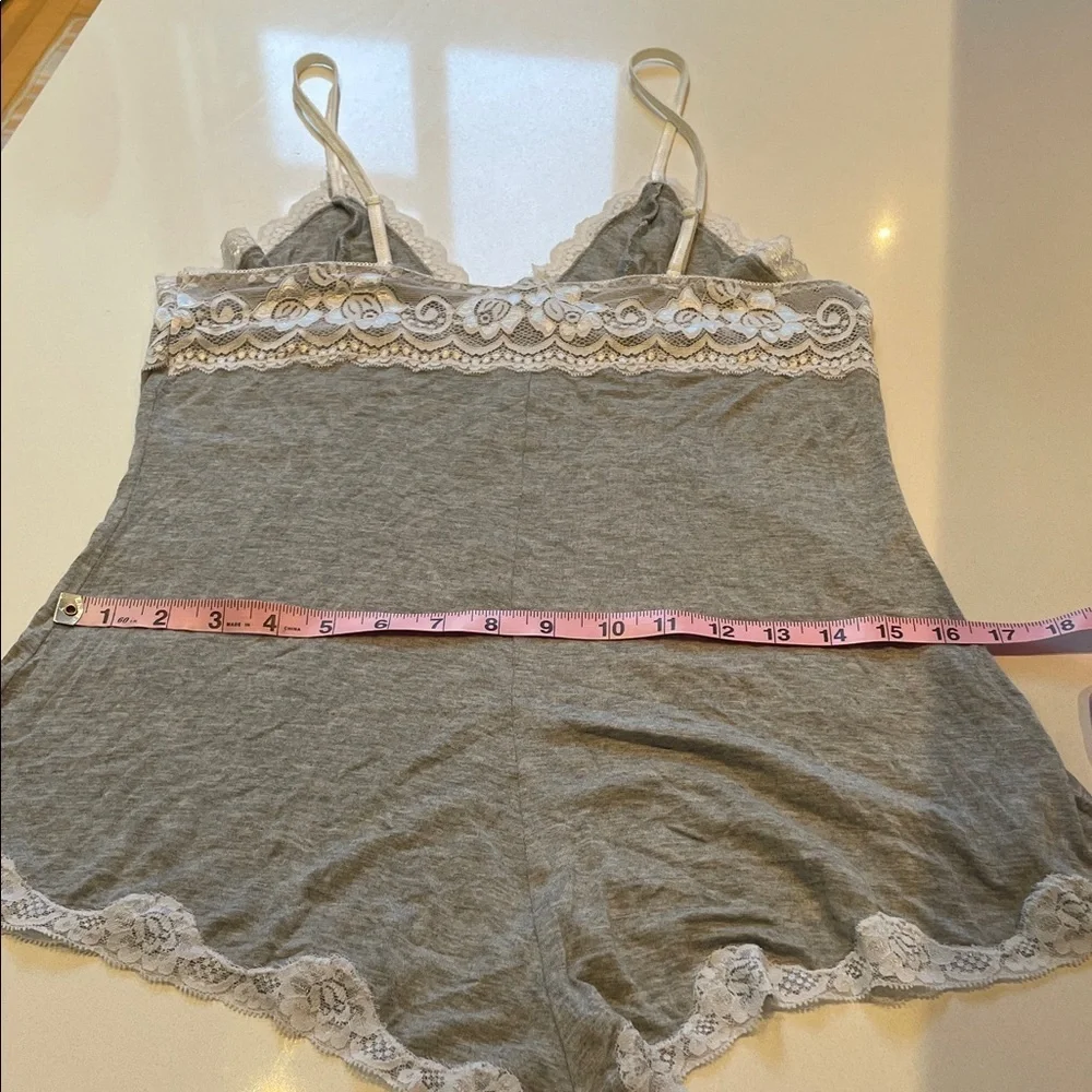 Leg Avenue Seraphina Jersey Romper with Lace Cup and Trim, Chemise. Size L